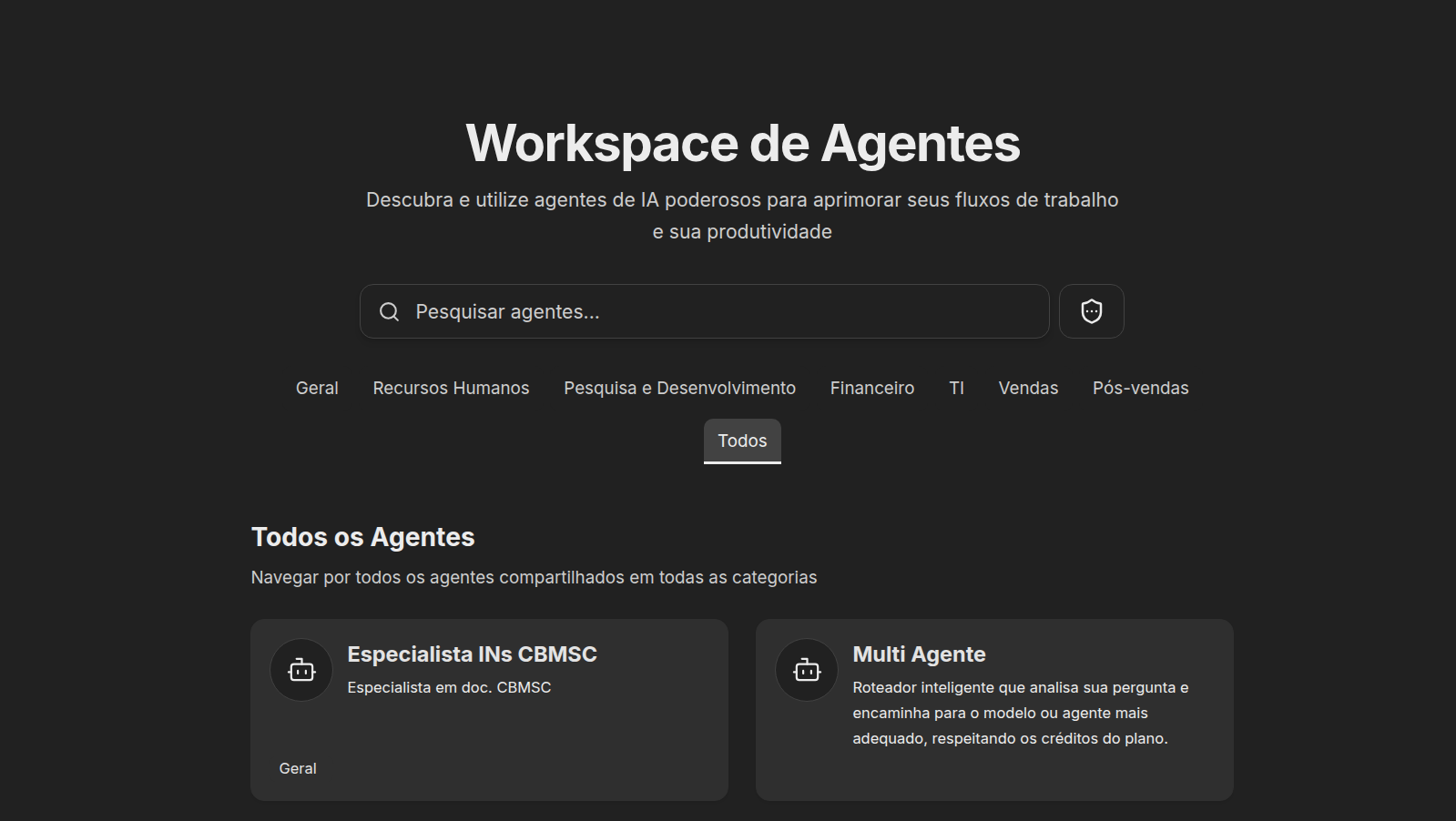 Workspace MultiIA Agentes Especialistas